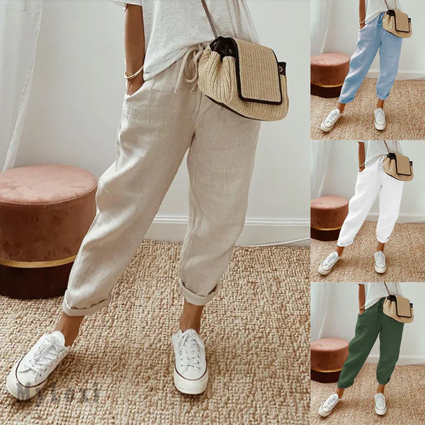 Casual Cotton and Linen Pants for Women